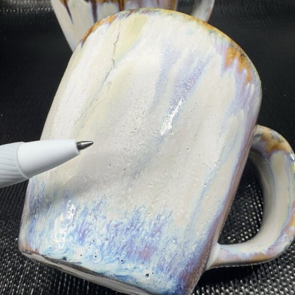 Ken Edwards Pottery Mexican Stoneware Pottery Coffee Mugs Cups Set 2 Drip Glaze - Picture 3 of 16